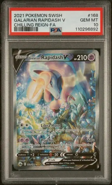 PSA 10 - 2021 POKEMON SWORD & SHIELD CHILLING REIGN #168 GALARIAN RAPIDASH V CHILLING REIGN-FA - Doe's Cards