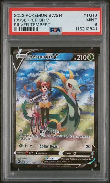 PSA 9 - 2022 POKEMON SWORD & SHIELD SILVER TEMPEST #TG13 FA/SERPERIOR V SILVER TEMPEST - Doe's Cards