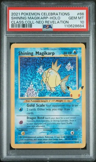 PSA 10 - 2021 POKEMON CELEBRATIONS CLASSIC COLLECTION #66 SHINING MAGIKARP-HOLO CLASS.COLL-NEO REVELATION - Doe's Cards