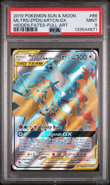 PSA 9 - 2019 POKEMON SUN & MOON HIDDEN FATES #66 MLTRS/ZPDS/ARTCN.GX HIDDEN FATES-FULL ART