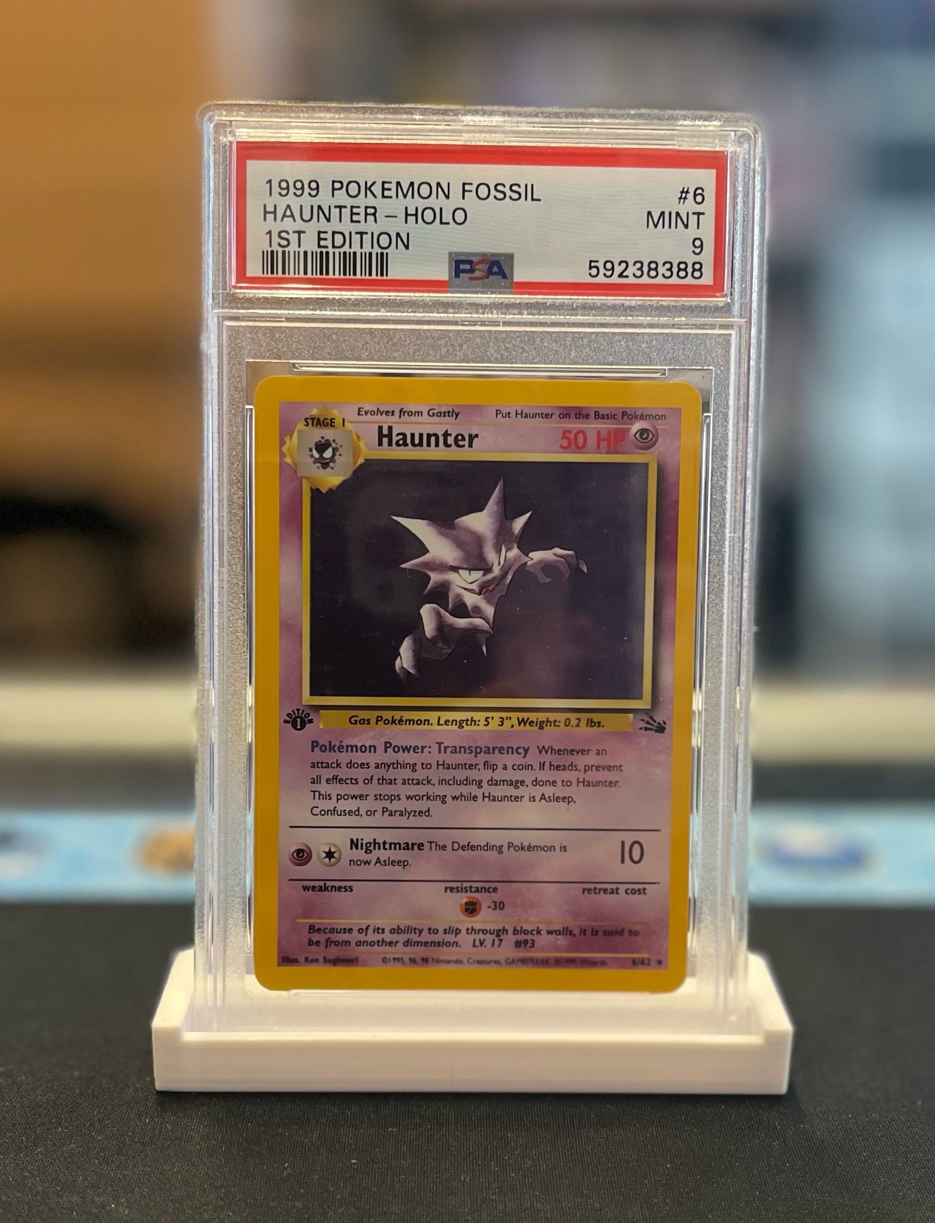 PSA 9 - 1999 Pokemon Fossil Haunter - Holo - 1st Edition - Doe's Cards