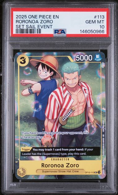2025 ONE PIECE PROMOS #113 RORONOA ZORO SET SAIL EVENT Doe's Cards