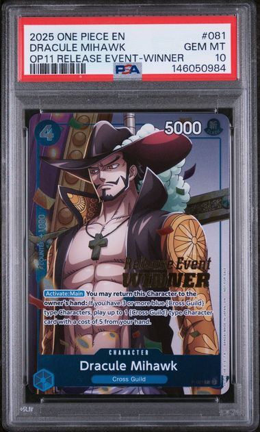 2025 ONE PIECE PROMOS #081 DRACULE MIHAWK OP11 RELEASE EVENT-WINNER Doe's Cards