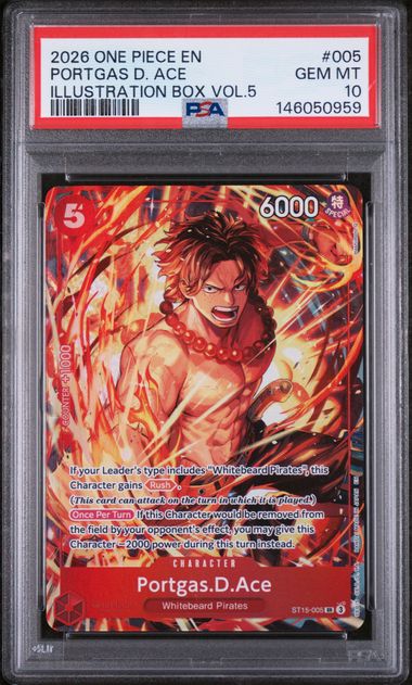 2026 ONE PIECE PROMOS #005 PORTGAS D. ACE ILLUSTRATION BOX VOL.5 Doe's Cards