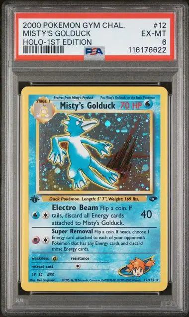 PSA 6 -2000 POKEMON GYM CHALLENGE #12 MISTY'S GOLDUCK HOLO-1ST EDITION - Doe's Cards