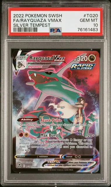 PSA 10 - 2022 POKEMON SWORD & SHIELD SILVER TEMPEST #TG20 FA/RAYQUAZA VMAX SILVER TEMPEST - Doe's Cards