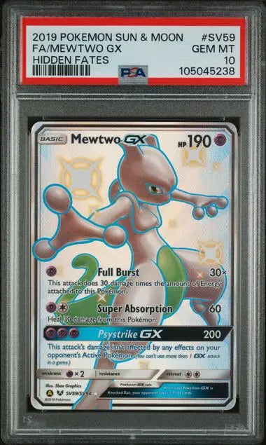 PSA 10 - 2019 POKEMON SUN & MOON HIDDEN FATES #SV59 FA/MEWTWO GX HIDDEN FATES - Doe's Cards
