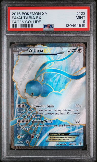 PSA 9 - 2016 POKEMON XY FATES COLLIDE #123 FA/ALTARIA EX FATES COLLIDE Doe's Cards