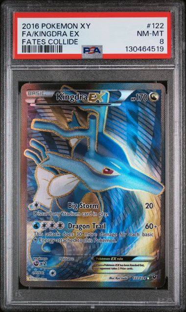 PSA 8 - 2016 POKEMON XY FATES COLLIDE #122 FA/KINGDRA EX FATES COLLIDE Doe's Cards