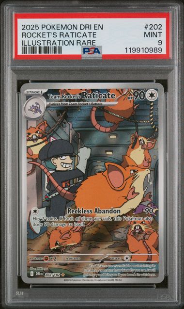 PSA 9 - 2025 POKEMON DRI EN-DESTINED RIVALS #202 ROCKET'S RATICATE ILLUSTRATION RARE - Doe's Cards