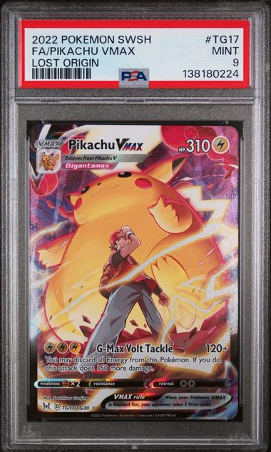PSA 9 - 2022 POKEMON SWORD & SHIELD LOST ORIGIN #TG17 FA/PIKACHU VMAX LOST ORIGIN Doe's Cards