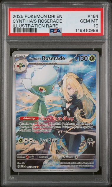 PSA 10 - 2025 POKEMON DRI EN-DESTINED RIVALS #184 CYNTHIA'S ROSERADE ILLUSTRATION RARE - Doe's Cards