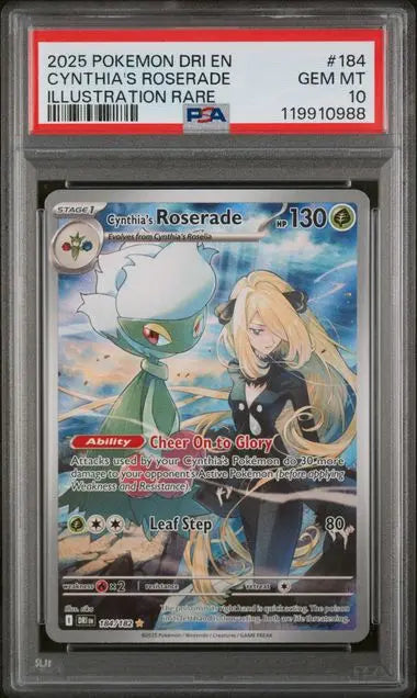 PSA 10 - 2025 POKEMON DRI EN-DESTINED RIVALS #184 CYNTHIA'S ROSERADE ILLUSTRATION RARE - Doe's Cards
