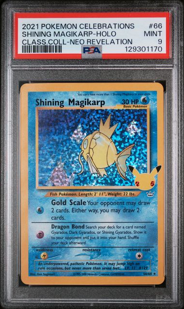 PSA 9 - 2021 POKEMON CELEBRATIONS CLASSIC COLLECTION #66 SHINING MAGIKARP-HOLO CLASS.COLL-NEO REVELATION Doe's Cards