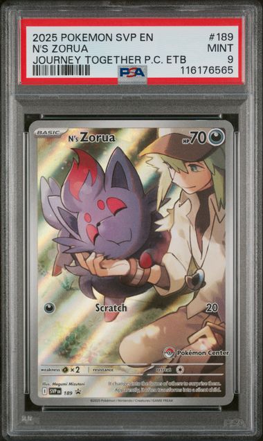 PSA 9 - 2025 POKEMON SVP EN-SV BLACK STAR PROMO #189 N'S ZORUA JOURNEY TOGETHER PC ETB - Doe's Cards