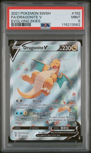 2021 POKEMON SWORD & SHIELD EVOLVING SKIES #192 FA/DRAGONITE V EVOLVING SKIES PSA 9 - Doe's Cards