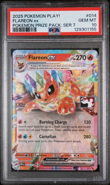 PSA 10 - 2025 POKEMON PLAY! POKEMON PRIZE PACK: SERIES 7 #014 FLAREON ex Doe's Cards