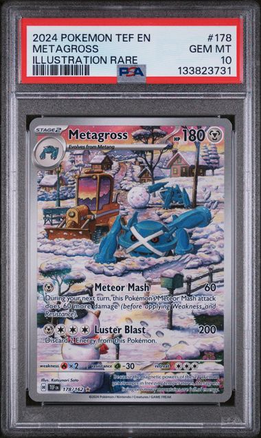 PSA 10 - 2024 POKEMON TEF EN-TEMPORAL FORCES #178 METAGROSS ILLUSTRATION RARE Doe's Cards