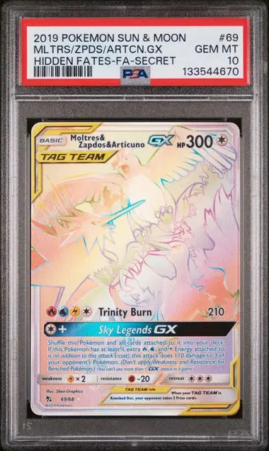 PSA 10 - 2019 POKEMON SUN & MOON HIDDEN FATES #69 MLTRS/ZPDS/ARTCN.GX HIDDEN FATES-FA-SECRET Doe's Cards