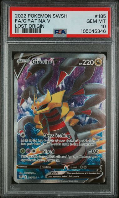 PSA 10 - 2022 POKEMON SWORD & SHIELD LOST ORIGIN #185 FA/GIRATINA V LOST ORIGIN Doe's Cards