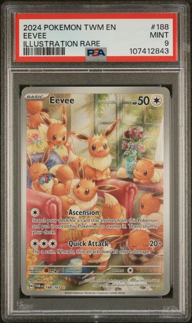 PSA 9 -2024 POKEMON TWM EN-TWILIGHT MASQUERADE #188 EEVEE ILLUSTRATION RARE - Doe's Cards