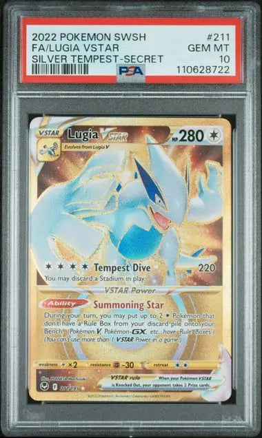 PSA 10 - 2022 POKEMON SWORD & SHIELD SILVER TEMPEST #211 FA/LUGIA VSTAR SILVER TEMPEST-SECRET - Doe's Cards