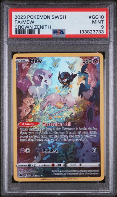 PSA 9 - 2023 POKEMON SWORD AND SHIELD CROWN ZENITH #GG10 FA/MEW CROWN ZENITH Doe's Cards