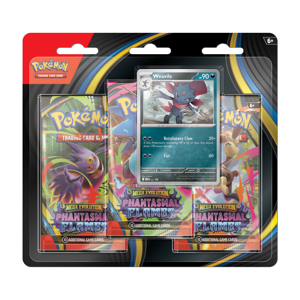 Pokemon Mega Evolution - Phantasmal Flames - 3 Pack Blister (Weavile) (Pre-Order)