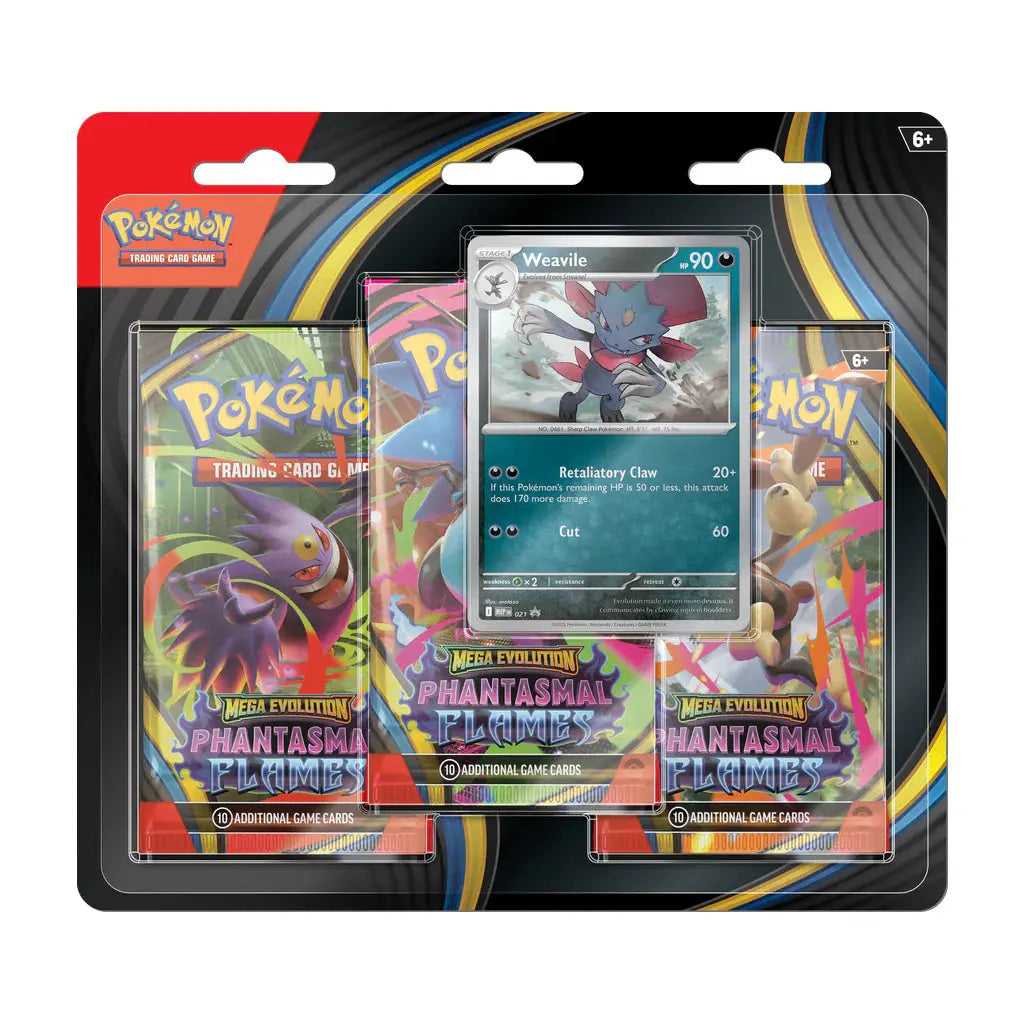 Pokemon Mega Evolution - Phantasmal Flames - 3 Pack Blister (Weavile) (Pre-Order)