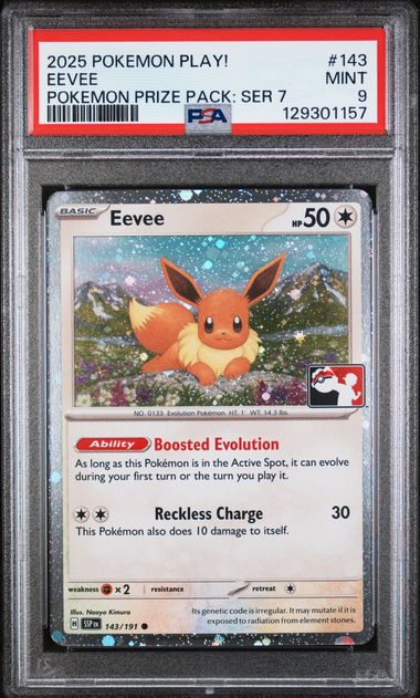 PSA 9 - 2025 POKEMON PLAY! POKEMON PRIZE PACK: SERIES 7 #143 EEVEE Doe's Cards