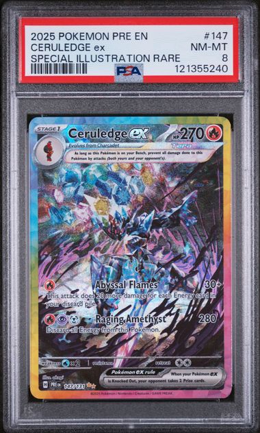 PSA 8 - 2025 POKEMON PRE EN-PRISMATIC EVOLUTIONS #147 CERULEDGE ex SPECIAL ILLUSTRATION RARE (Copy) - Doe's Cards