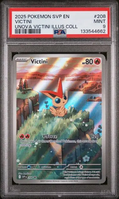 PSA 9 - 2025 POKEMON SVP EN-SV BLACK STAR PROMO #208 VICTINI UNOVA VICTINI ILLUS COLL Doe's Cards