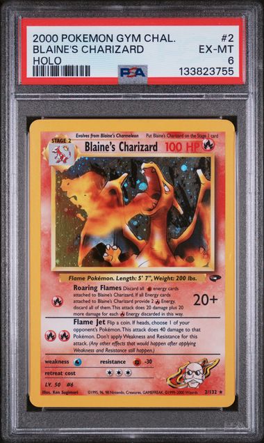 PSA 6 - 2000 POKEMON GYM CHALLENGE #2 BLAINE'S CHARIZARD HOLO Doe's Cards