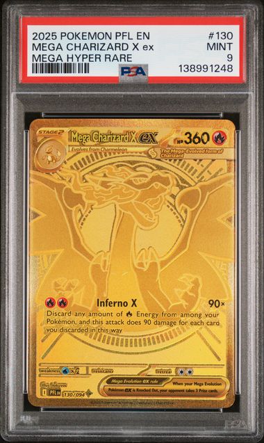 PSA 9 - 2025 POKEMON PFL EN-PHANTASMAL FLAMES #130 MEGA CHARIZARD X ex MEGA HYPER RARE Doe's Cards