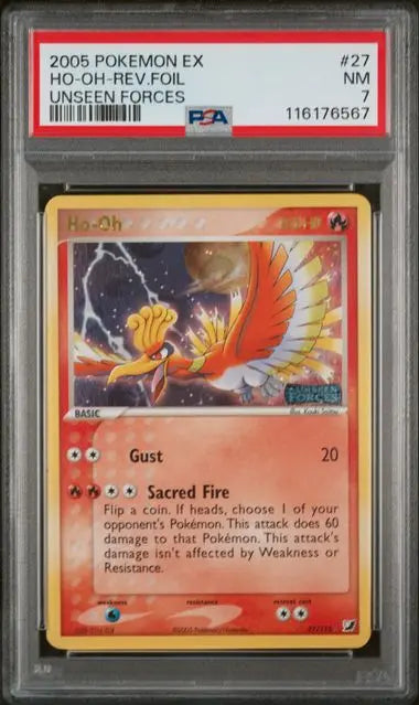 PSA 7 - 2005 POKEMON EX UNSEEN FORCES #27 HO-OH-REV.FOIL UNSEEN FORCES - Doe's Cards