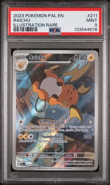 PSA 9 - 2023 POKEMON PAL EN-PALDEA EVOLVED #211 RAICHU ILLUSTRATION RARE Doe's Cards