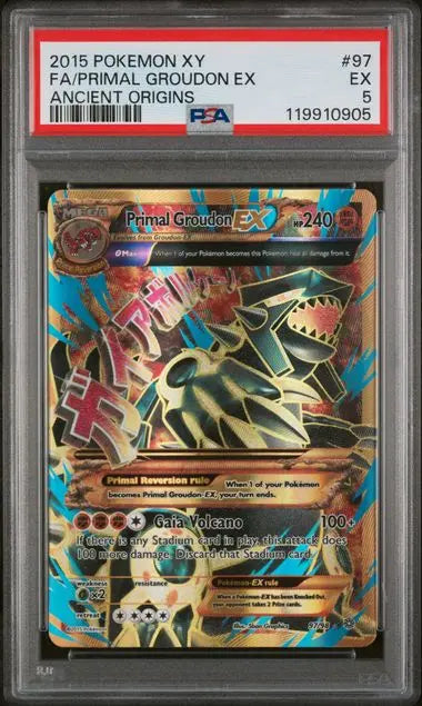 PSA 5 - 2015 POKEMON XY ANCIENT ORIGINS #97 FA/PRIMAL GROUDON EX ANCIENT ORIGINS - Doe's Cards