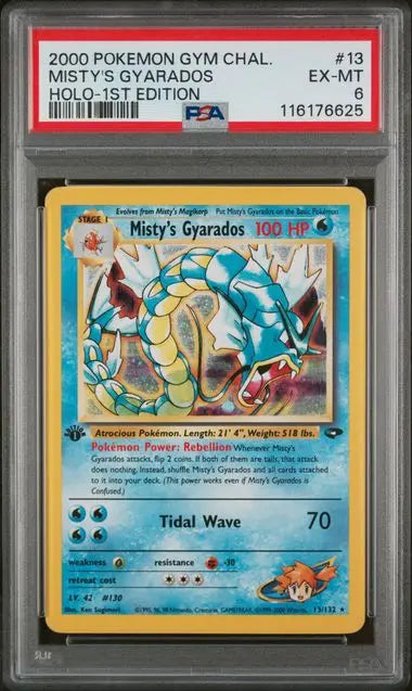 PSA 6 -2000 POKEMON GYM CHALLENGE #13 MISTY'S GYARADOS HOLO-1ST EDITION - Doe's Cards
