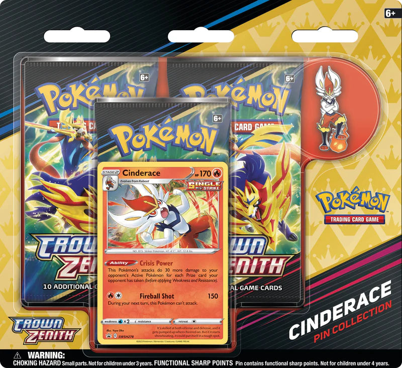 Pokemon -Crown Zenith Pin Collection - Cinderace (Pre-Order April 14) - Doe's Cards