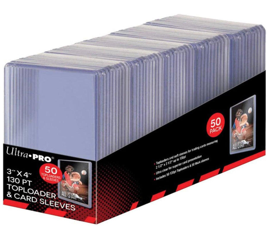 Ultra Pro 3x4 Super Thick 130 PT Toploaders with Sleeves Combo 50 Count Boxes - Doe's Cards