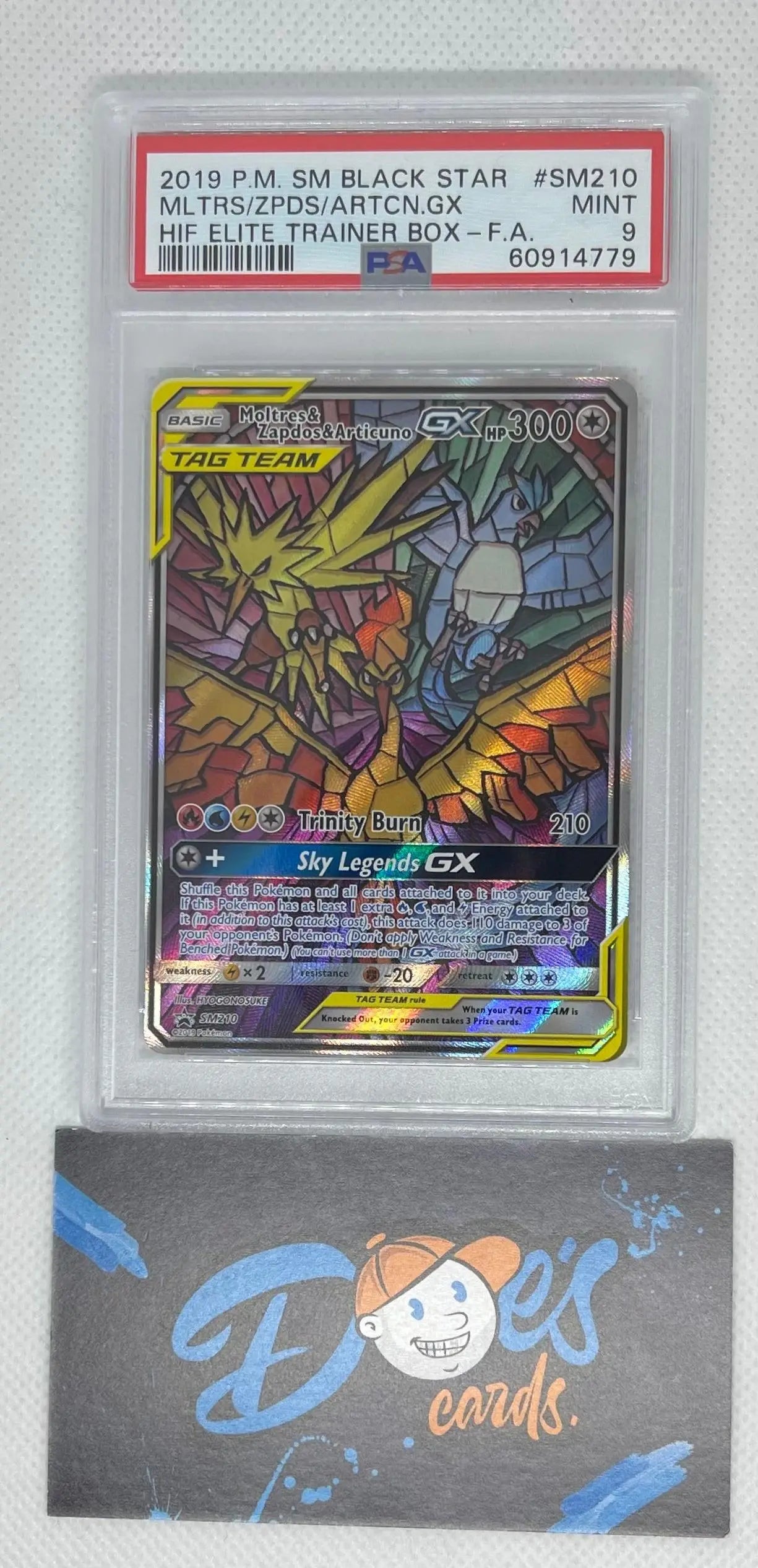 PSA 9 Hidden Fates ETB Promo Moltres & Zapdos & Articuno GX SM210 - Doe's Cards