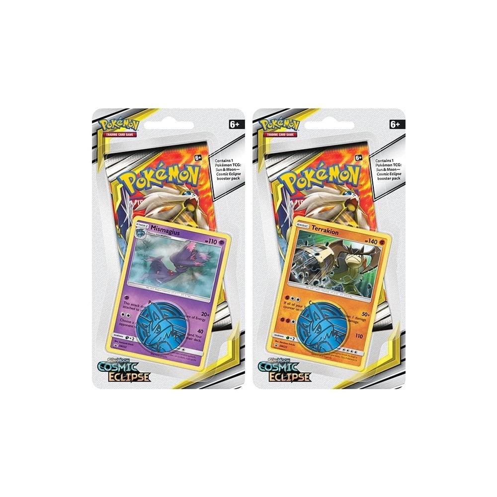 Pokemon - Sun & Moon - Cosmic Eclipse - Checklane Blister - ( set of 2 :Mismagius & Terrakion promo ) - Doe's Cards