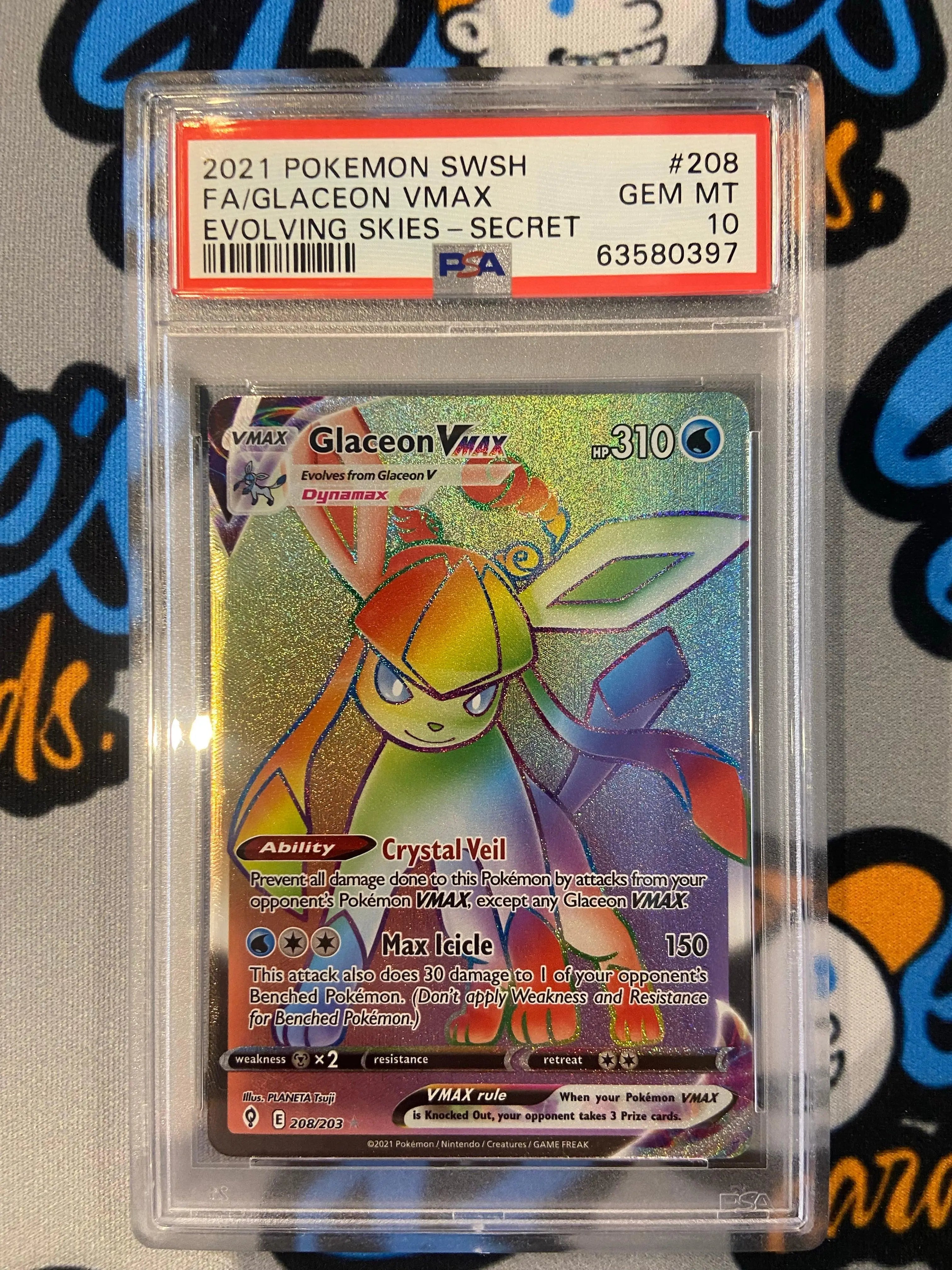 PSA 10 Pokemon Evolving skies Glaceon Vmax - Secret - Doe's Cards