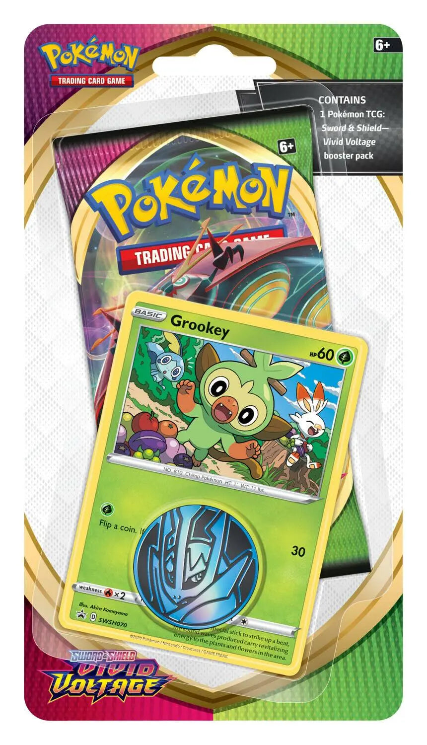 Pokemon Vivid Voltage Checklane blister-Grookey - Doe's Cards