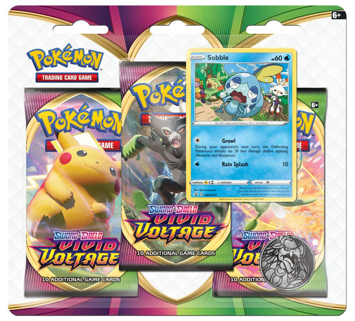 Pokemon Vivid Voltage 3 pack blister- Sobble - Doe's Cards
