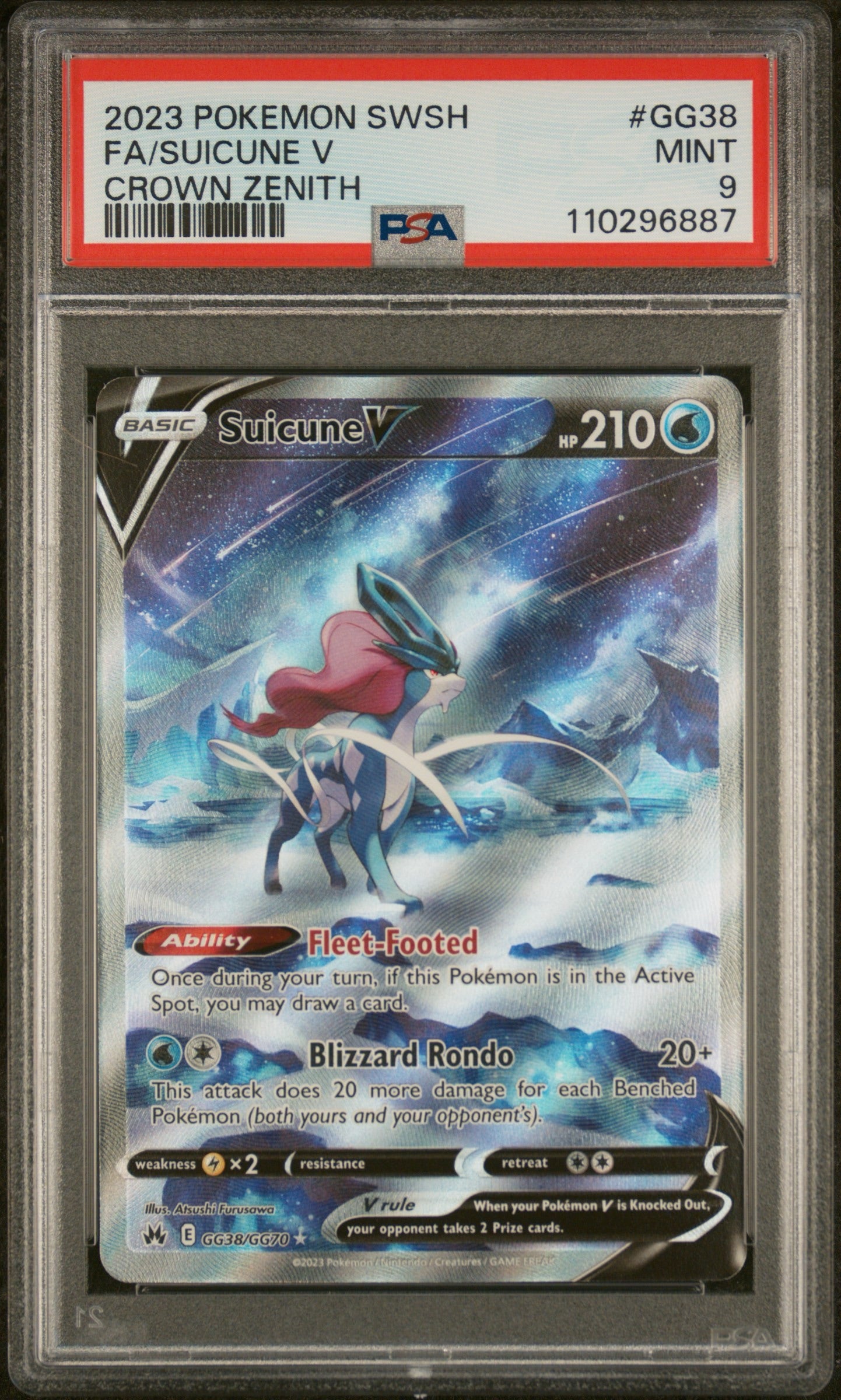 Psa 9 - 2023 POKEMON SWORD AND SHIELD CROWN ZENITH #GG38 FA/SUICUNE V CROWN ZENITH - Doe's Cards
