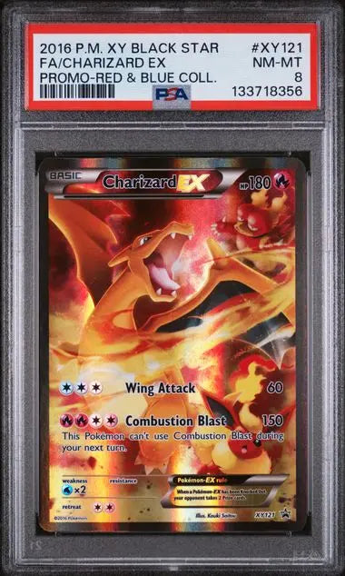 PSA 8 - 2016 POKEMON XY BLACK STAR PROMO #XY121 FA/CHARIZARD EX PROMO-RED & BLUE COLL. Doe's Cards
