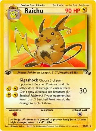 Raichu (29/62) [Fossil 1st Edition] Pokémon
