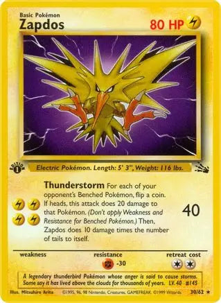 Zapdos (30/62) [Fossil 1st Edition] Pokémon