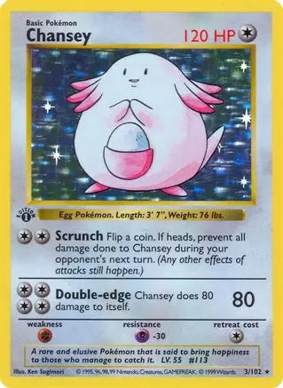 Chansey (3/102) [Base Set 1st Edition] Pokémon